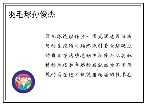 羽毛球孙俊杰