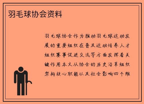 羽毛球协会资料